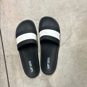 Black and White Slide Sandals
